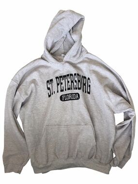 Men’s 2XL XXL Saint Petersburg Florida Pullover Gray Gildan Hoodie Sweatshirt